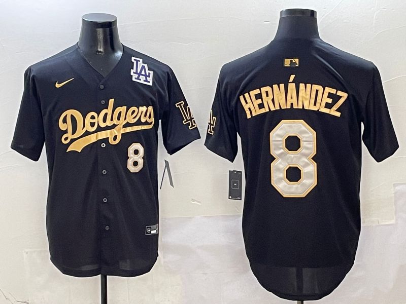 Men Los Angeles Dodgers #8 Hernandez Black Gold Game Nike 2025 MLB Jersey style 2->los angeles dodgers->MLB Jersey